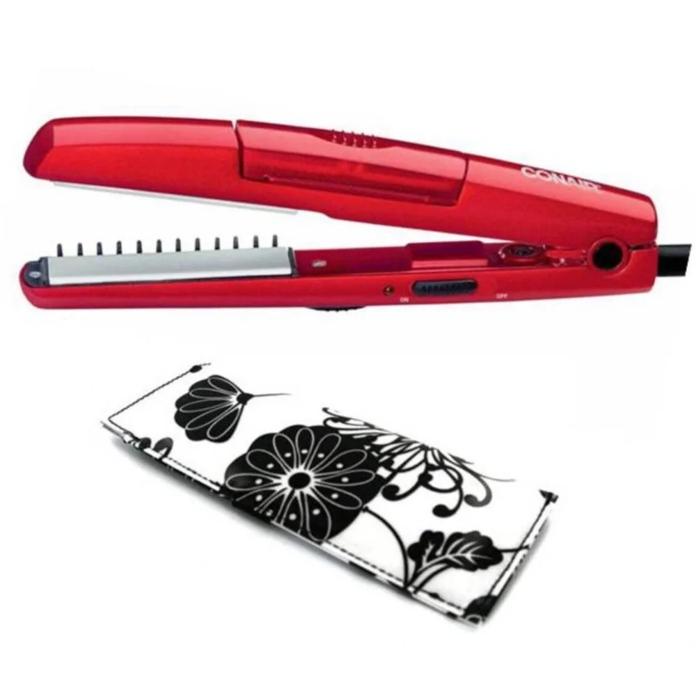 🩵3/$18🩵 Minipro Steam Travel Small Red Hair Straightener Floral Pouch Conair - Picture 1 of 8